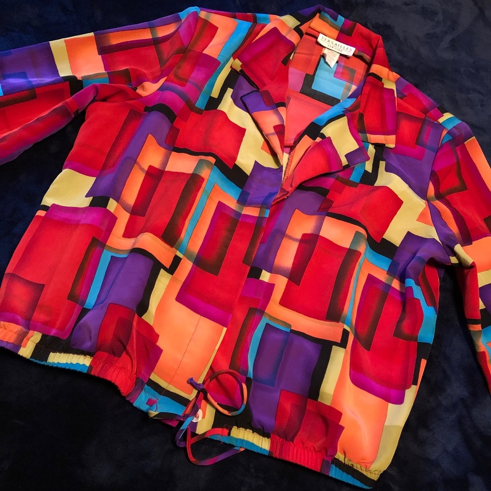 Vintage Color Block Blouse